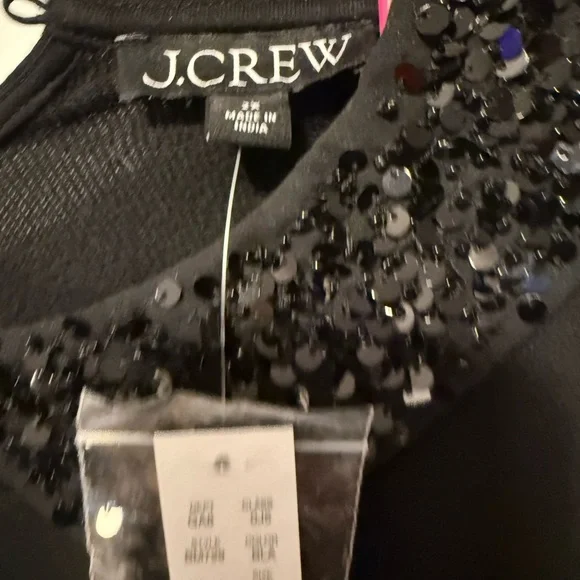 J Crew NWT Crew Neck Black Sequin-Collar Women's Top - Picture 4 of 6